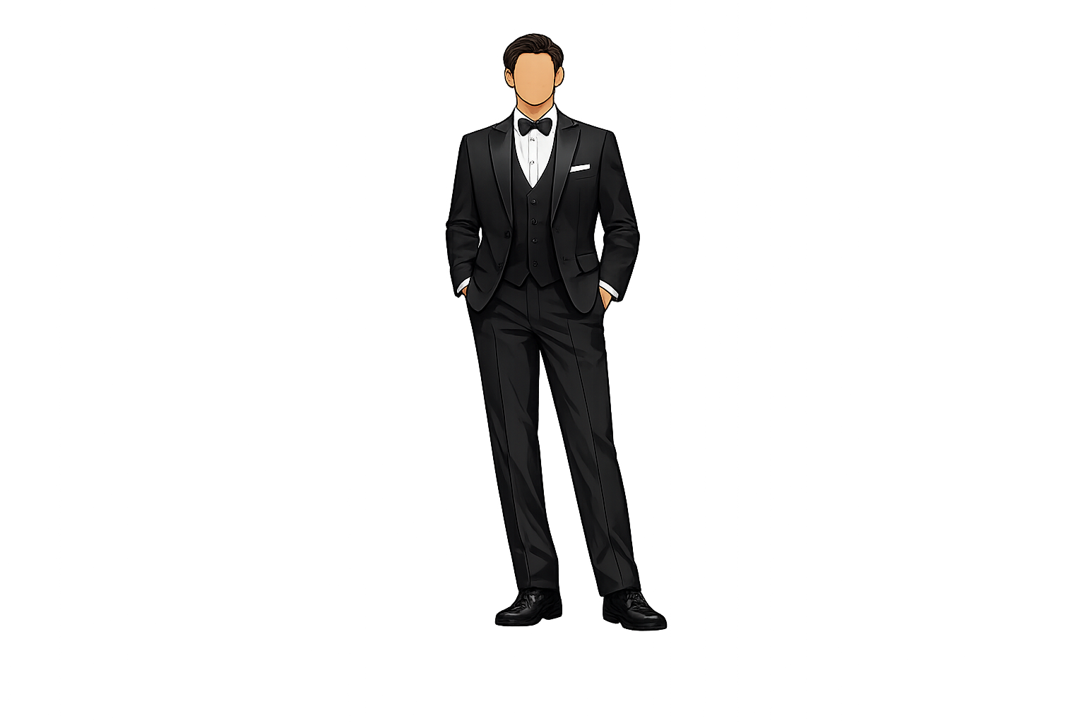 Men's formal black tie illustration