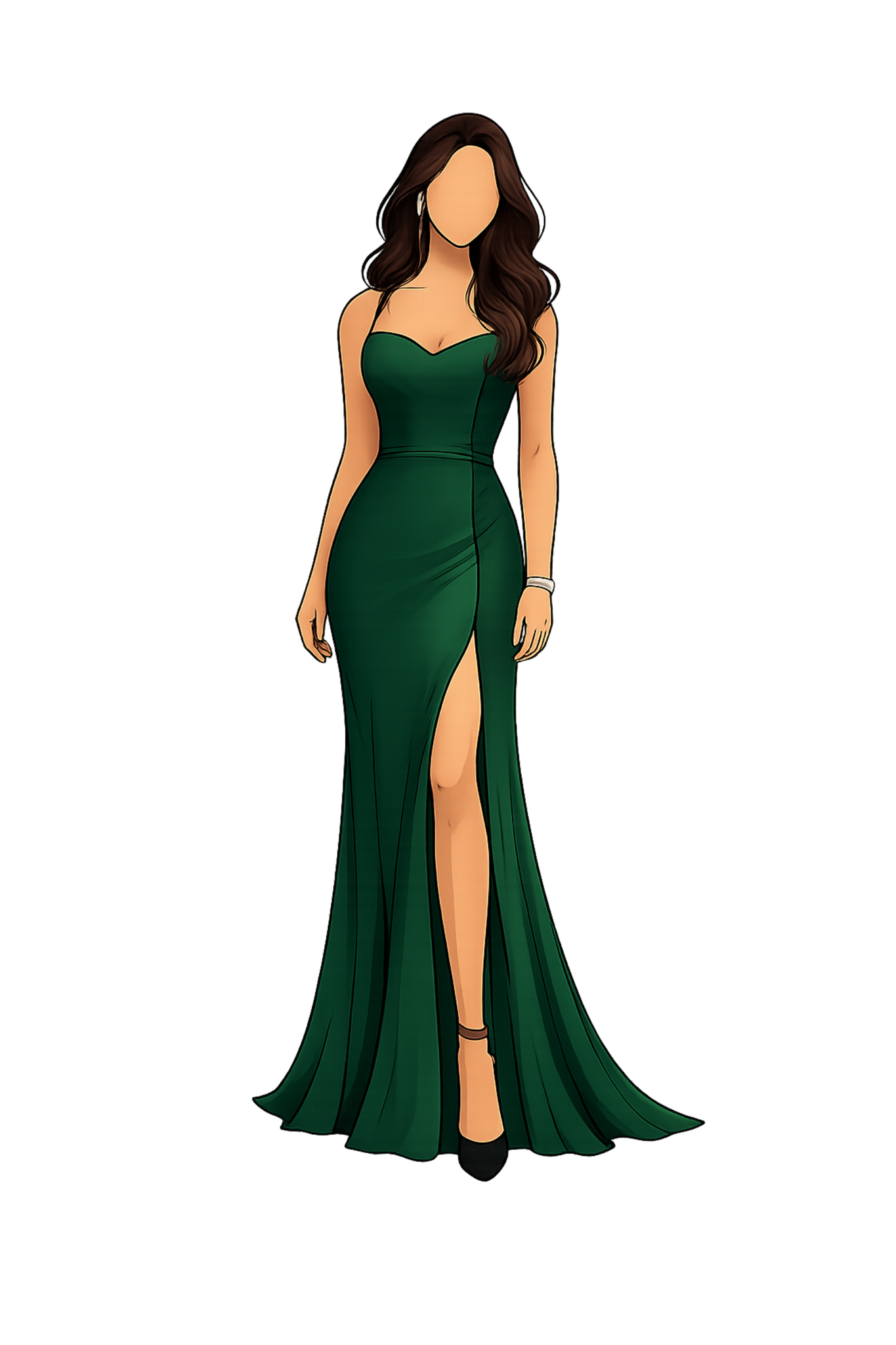 Women's formal black tie illustration