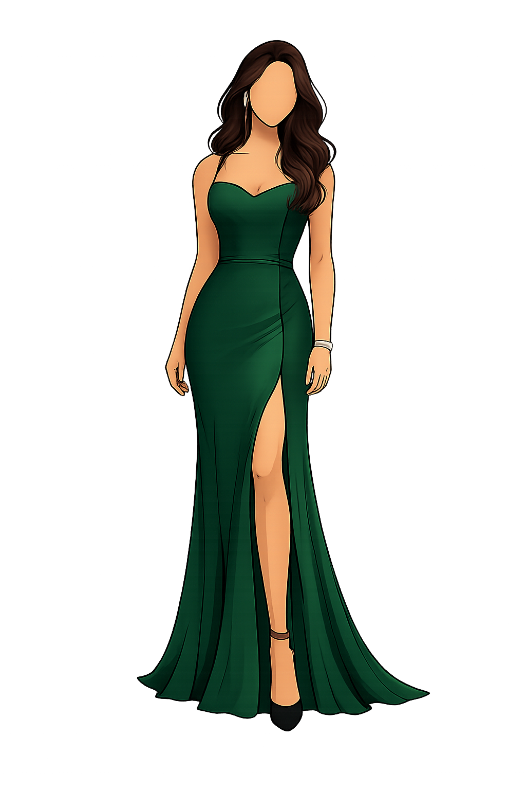Women's formal black tie illustration