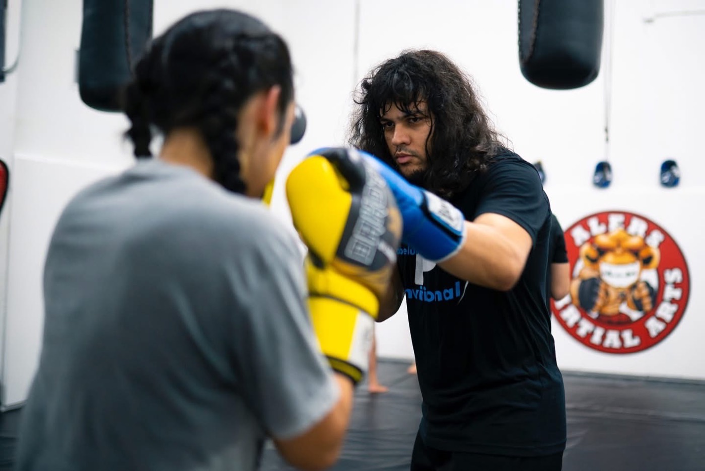Kickboxing training together